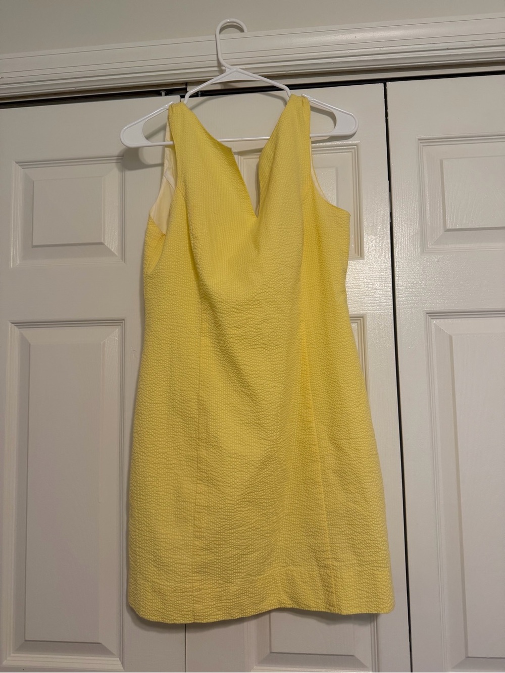 Lauren James Textured Yellow V-Neck Mini Dress